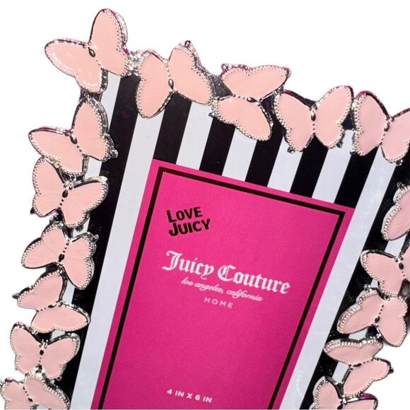 Juicy Couture Home Pink & Silver Butterfly Tabletop Photo Picture Frame 4โ x 6โ - Picture 4 of 7